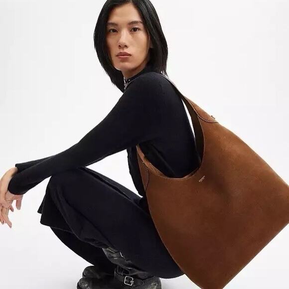 NWT Coach CW636 Suede Brooklyn 39 Shoulder Bag Brass/Warm Brown Color - Picture 9 of 13